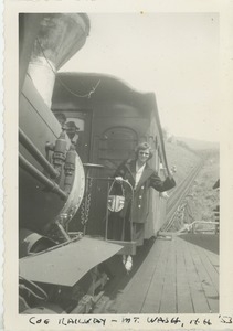Bernice Kahn riding the Cog Railway on Mount Washington