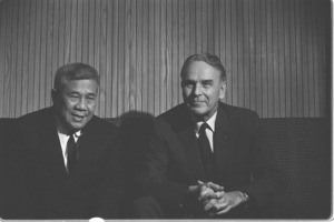Ambassador Maxwell Taylor with Premier Tran van Huong; Saigon.