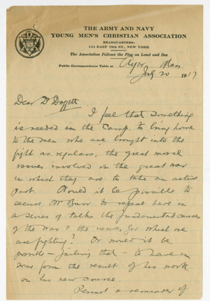 Letter from Fred G. White to Laurence L. Doggett (July 20, 1917)