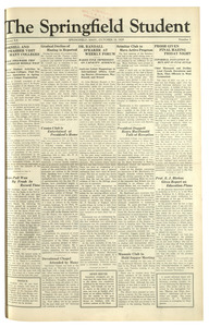 The Springfield Student (vol. 20, no. 3) October 18, 1929