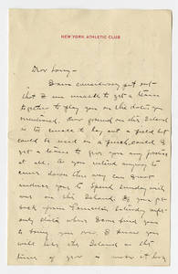Letter to Amos Alonzo Stagg from the New York Athletic Club not dated