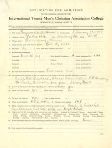 Application for Raymond Hanson, February 19, 1921