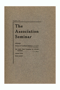 The Association Seminar (vol. 21 no. 2), November 1912
