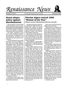 Renaissance News, Vol. 3 No. 1 (January 1989)