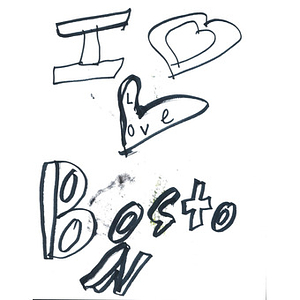 "I love Boston" card from a third grade student at Powell Elementary School