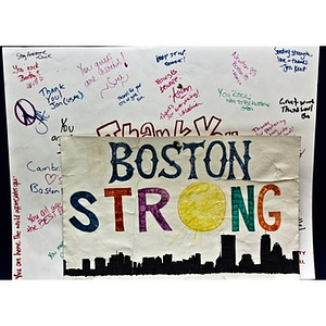 Boston Strong Poster and signatures at Copley Square Memorial