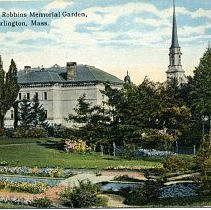 Library from Robbins Memorial Garden, Arlington, Mass.