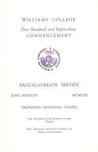 Williams College Baccalaureate Service Program, 1970 (Full Document ...
