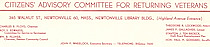 Citizens' Advisory Committee or Returning Veterans