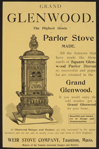 Advertisement for Grand Glenwood, stoves, Weir Stove Company, Taunton, Mass., September 29, 1894