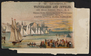 Trade cards for F.W. Griswold, watchmaker and jeweler, 493 High Street, Providence, Rhode Island, undated