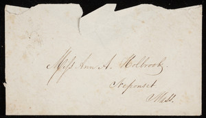 Envelope addressed to Miss Ann A. Holbrook, Neponset, Mass., undated