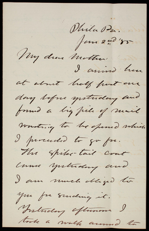 Thomas Lincoln Casey, Jr. To Emma Weir Casey, January 2, 1885 - Digital ...