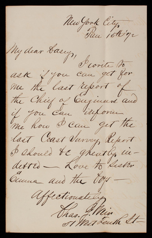 [Charles] G. Weir to Thomas Lincoln Casey, January 15, 1872