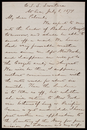 [Charles] W. Raymond to Thomas Lincoln Casey, July 8, 1874