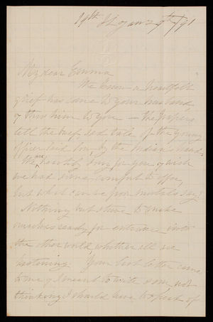 Alice W. Babcock to Emma [Weir Casey], January 10, 1891