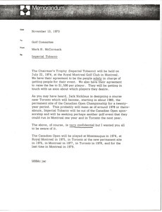 Memorandum from Mark H. McCormack to golf committee