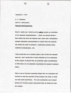 Memorandum from Mark H. McCormack to A. F. Mulberry