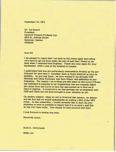 Letter from Mark H. McCormack to Ed Ricard