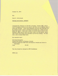 Memorandum from Mark H. McCormack to travel file