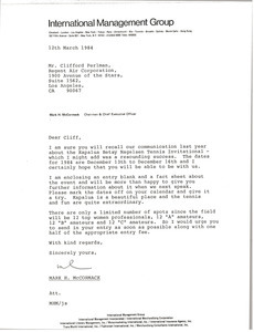 Letter from Mark H. McCormack to Clifford Perlman