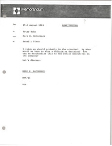 Memorandum from Mark H. McCormack to Peter Kuhn