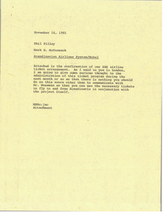 Memorandum from Mark H. McCormack to Phil Pilley