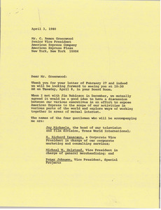Letter from Mark H. McCormack to C. Ramon Greenwood