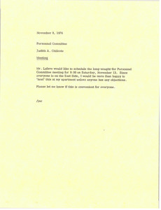 Memorandum from Judy A. Chilcote to personnel committee