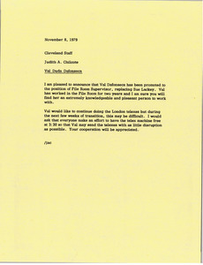 Memorandum from Judith A. Chilcote to the Cleveland Staff