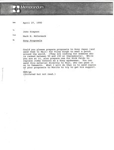 Memorandum from Mark H. McCormack to John Simpson