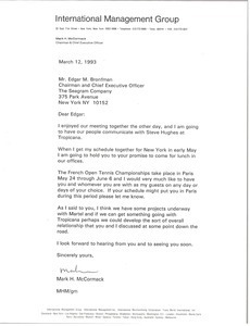 Letter from Mark H. McCormack to Edgar M. Bronfman
