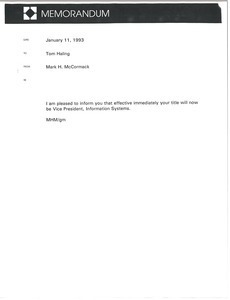 Memorandum from Mark H. McCormack to Tom Haling