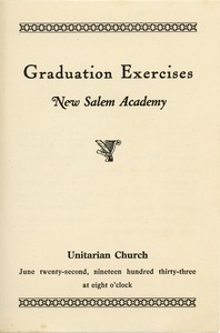 Program for the 1933 graduation exercises at New Salem Academy