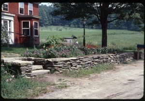 Flower bed in front of the house, Montague Farm Commune