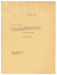 Letter from W. E. B. Du Bois to E. Franklin Frazier