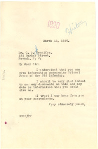 Letter from W. E. B. Du Bois to C. S. Jennifer