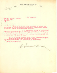 Letter from C. Frederick Duncan to W. E. B. Du Bois