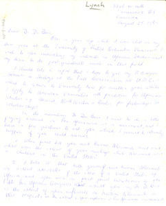 Letter from Hollis R. Lynch to W. E. B. Du Bois