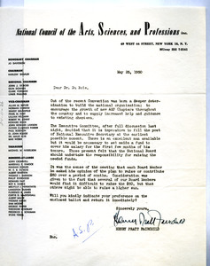 Letter from National Council of the Arts, Sciences, and Professions to W. E. B. Du Bois
