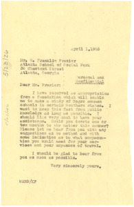 Letter from W. E. B. Du Bois to E. Franklin Frasier - Digital Commonwealth