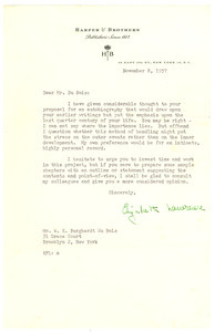 Letter from Harper & Brothers to W. E. B. Du Bois