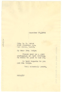 Letter from W. E. B. Du Bois to Mrs. C. H. Dodge