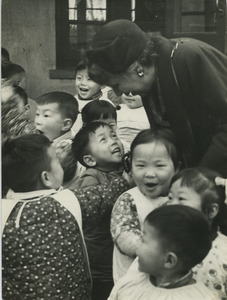 Shirley Graham Du Bois talking with children