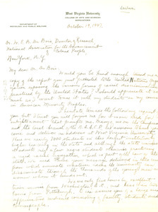 Letter from West Virginia University to W. E. B. Du Bois