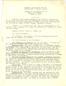 National Association for the Advancement of Colored People minutes of the meeting of the Board of Directors March 11, 1913