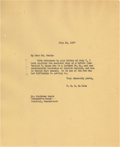 Letter from W. E. B. Du Bois to Carleton Beals