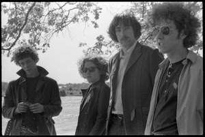 The Velvet Underground: (l.-r.) Lou Reed, Maureen Tucker, Sterling Morrison, and Doug Yule, posing by the Charles River