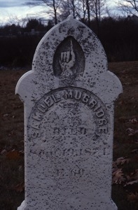 Meredith Bridge Cemetery (Laconia, N.H.) gravestone: Mudgridge, Samuel (d. 1871)