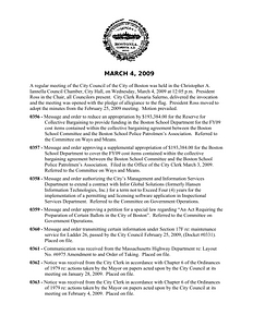 City Council meeting minutes, March 4, 2009